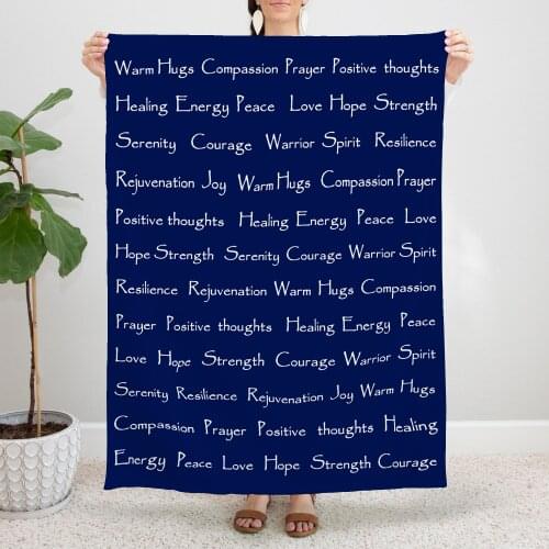 Compassion Strength Courage Hug Gift Fleece Healing Thoughts Positive Energy Love And Hope Throw Blanket for Office Bedspreads