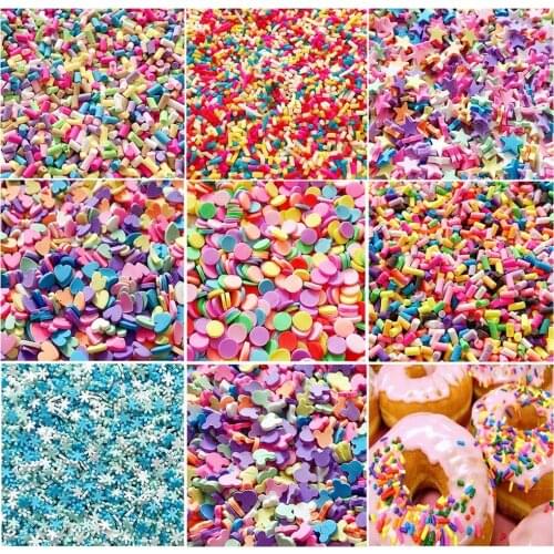 Polymer Clay Sprinkles Colorful Fake Candy Resin Slime Accessories Clay Slices for Filler Toy Phone Case Diy Decoration Supplies