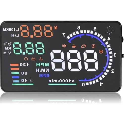 5.5" Universal Car HUD Projector Head Up Display OBD II 2 Digital Speed Warning