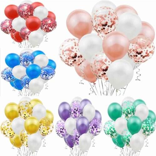 15pcs/lot 12 inch Clear Confetti Latex Balloons Birthday Party Decorations Kids Baby Shower Balloons Wedding Decoration Supplies