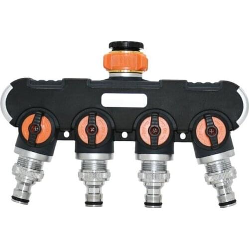 Garden 4-way tap Water splitter 1/2 3/4 inch female garden tap irrigation valve for Telescopic quick connector 1pcs