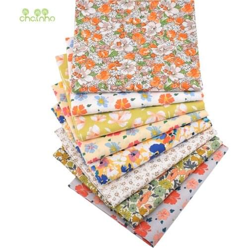 Orange Flower Series,Printed Plain Cotton Fabric,DIY Sewing Quilting For Baby&Childrens Dress Shirt Skirt Poplin Material