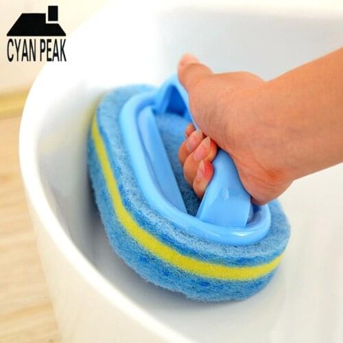 1PC Kitchen Cleaning Bathroom Toilet Clean Brush Sponge Bathroom Accessories Handle Bath Brush Wash Pot Kitchen Gadgets Brushes