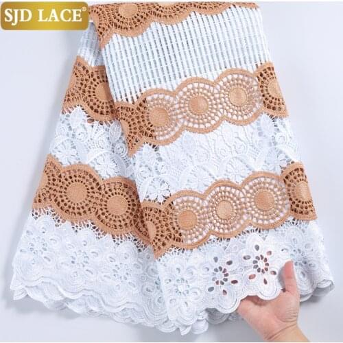 SJD LACE 2021Newest African Lace Fabric Two-Color Guipure Cord Laces High Quality Water Soluble For Wedding Party Material A2233