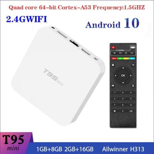 T95 Mini Android 10.0 2GB 16GB H313 Quad Core Smart TV box 4K Mini PC Media Player 2.4G WiFi Set Top Box Tv Accessories