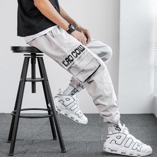 2020 Spring Hip Hop Joggers Men Harem Pants Multi-pocket Ribbons Man Sweatpants Streetwear Casual Mens Pants S-3XL