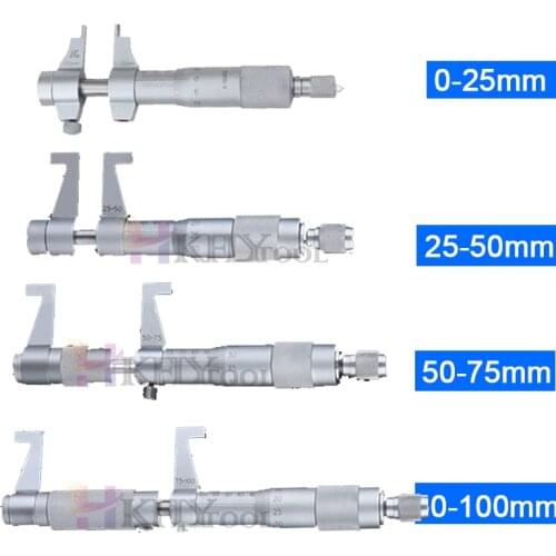 4 Pcs Inside Micrometer 5-30mm/25-50mm/50-75mm/75-100mm 0.01mm Ratchet Screw Gauge Metric Micrometers Measuring Tools