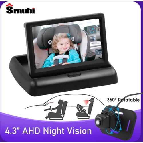 AHD Baby Rear Display View Mirror 360 Adjustable Baby Car Mirror Infant Night Vision Monitor Display In Car Surveillances Camera