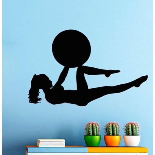 ZOOYOO Fitness Exersice Gym Sport Wall Decals Woman With A Ball Wall Sticker Home Decor Art Murals Design Decoration Wallpaper