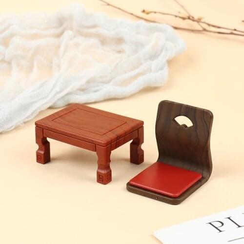 1pc :12 Dollhouse Miniature Doll House Decor Dollhouse Accessory Decoration Wooden Dining Table Chair Set