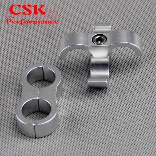 2pcs AN -10 AN10 19MM Braided Hose Separator Clamp Fitting Adapter Bracket Silver