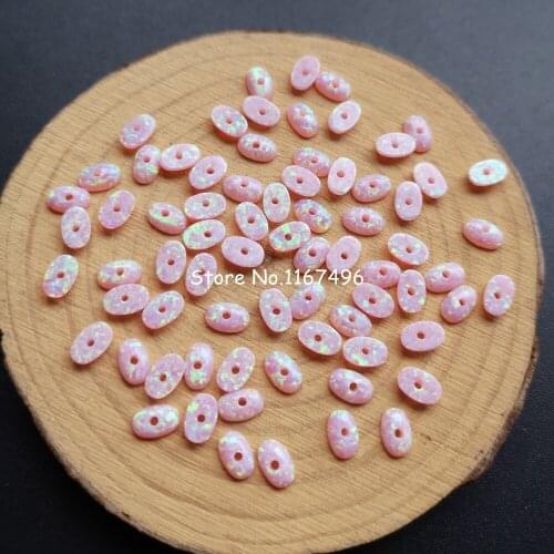 200pcs/lot 4x6mm Synthetic Oval Cabochon Opal Stone for Earrings Drilled Oval Cut Opal Stone for DIY Jewelry
