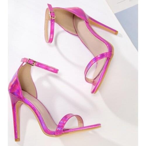 2021Sexy Party Ankle Strap Stiletto High Heel Women Sandal Sandales Femmes Talon Haut Aiguille Bride de Cheville Soiree 35-42