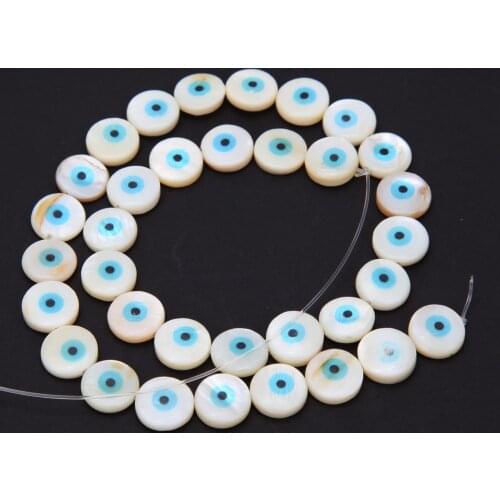 34PCS Natural Shell Beads Evil Eyes Loose Bead Charms for Jewelry Making Bracelet Handmade Necklace Findings Accessories