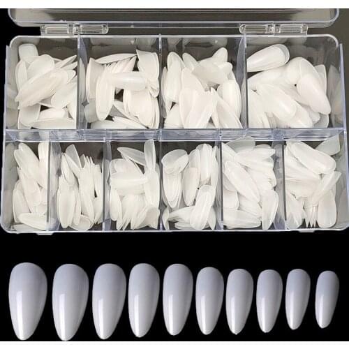 500pcs Long Ballerina Nails Clear Coffin French Fake Nails Tips ABS Full Cover Pointed False Nails