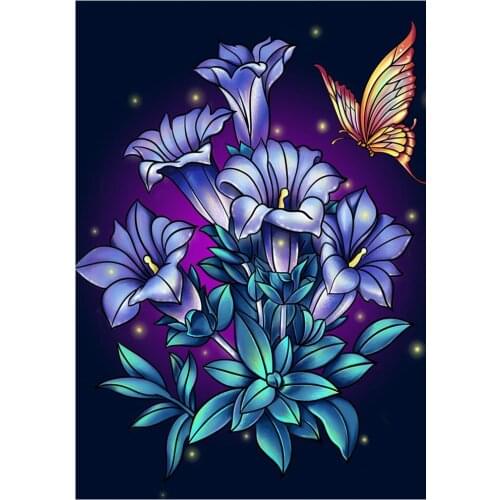 Round full diamond 5d cartoon diamond painting flowers butterfly DIY diamond embroidery kit home decoration ornaments