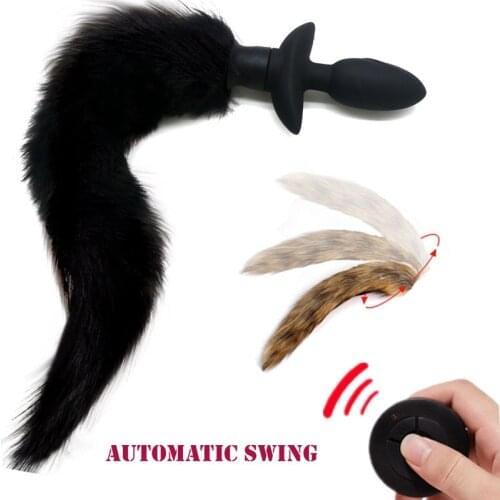 Vibration Swing Fox tail Anal Plug Silicone Butt Plug Tail Erotic BDSM Sex Toys for Couples Adult Games Cosplay toys sex