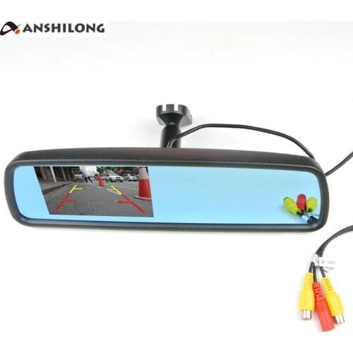 ANSHILONG 4.3 inch TFT LCD Car Rear View Mirror Monitor with Special Bracket 2CH Video Input + Menu Button