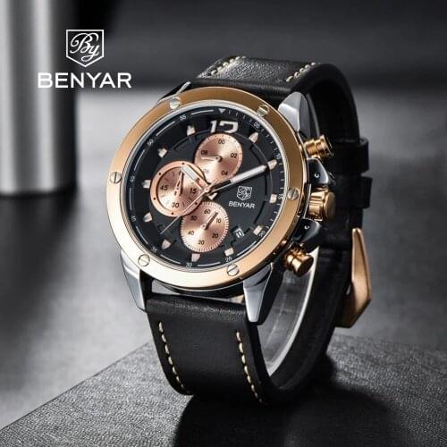 Benyar Design 2021 Top Brand Mens Quartz Watch Men Stainless Steel Waterproof Clock Mens Casual Sports Watch Relógio Masculino