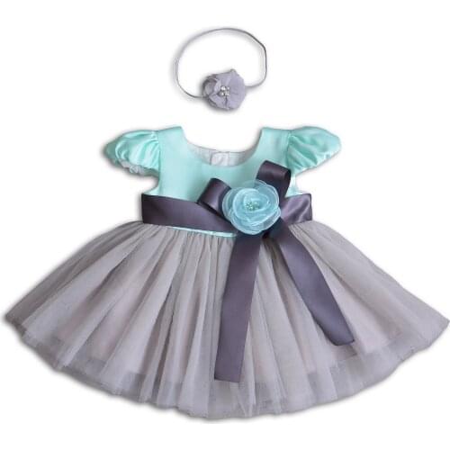 Baby baptism infant girls princess dress + flower headwear,babies girl tutu party birthday dresses newborns clothes