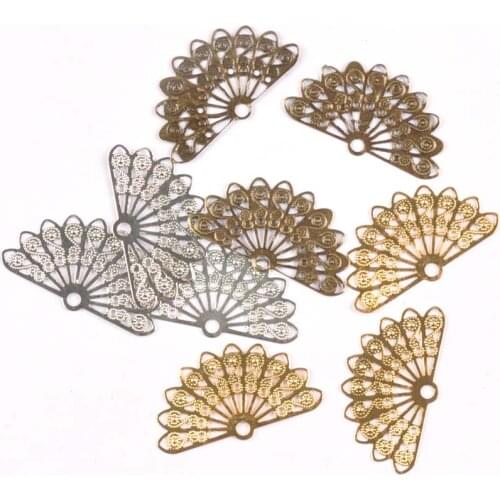 20Pcs 3 color Filigree Wraps Flower Connectors Metal Crafts Gift Decoration DIY Findings Jewelry Making 38x21mm YKL0752