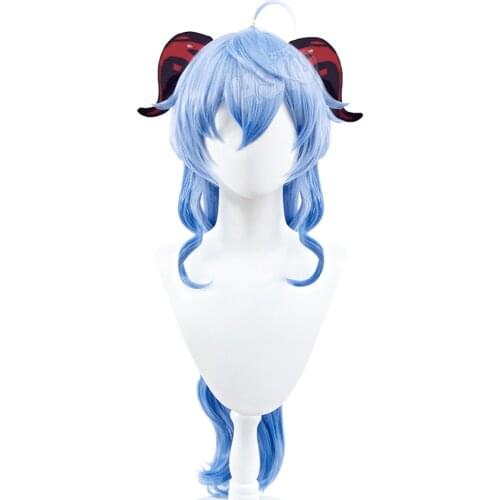 Ganyu cosplay wig GAME Genshin Impact cosplay「HSIU 」 Fiber synthetic wig Gradient blue long hair gift brand wig cap