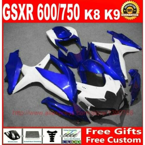 Fairing kit for Suzuki GSXR 600 GSXR 750 2008 2009 2010 bright blue white bodywork fairings set K8 K9 08 09 10 BM64
