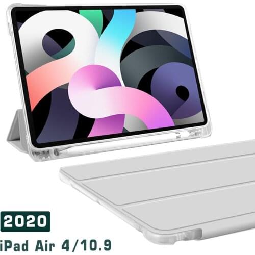 Flip leather case For iPad Air 4 10.9 2020 Translucent back Case With Pen slot For Apple iPad Air 4th Gen Stand Case