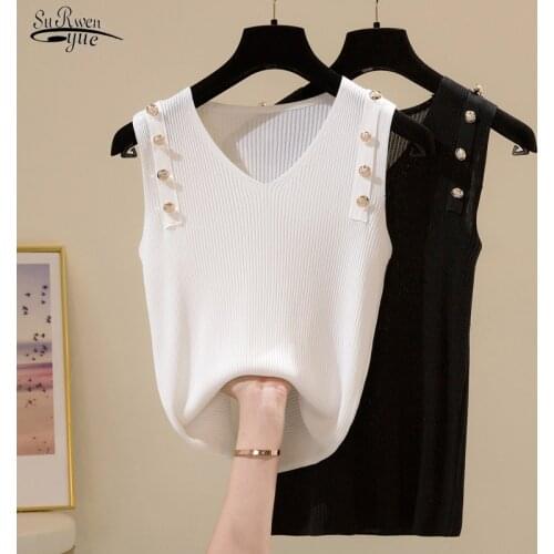 Fashion Women Top Sexy Tank Tops Knitted Solid Knitting Women Clothing 2021 Summer O-neck Plus Size Ice Silk Tops Inside 14422