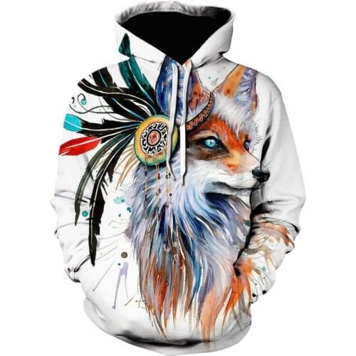 Men/Women 3D Printing Fashion animal hoodie Sweatshirts Autumn/Winter Hoodies streetwear Printed creative Fox off white Coats