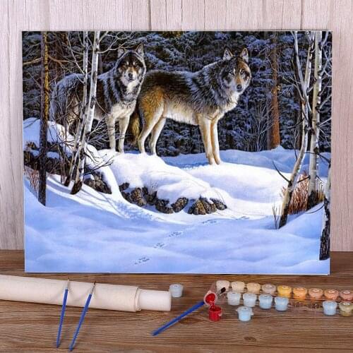 Wolf Animal DIY Painting By Numbers Package Oil Paints 40*50 Canvas Painting New Design Crafts Adults Wall Art Drawing