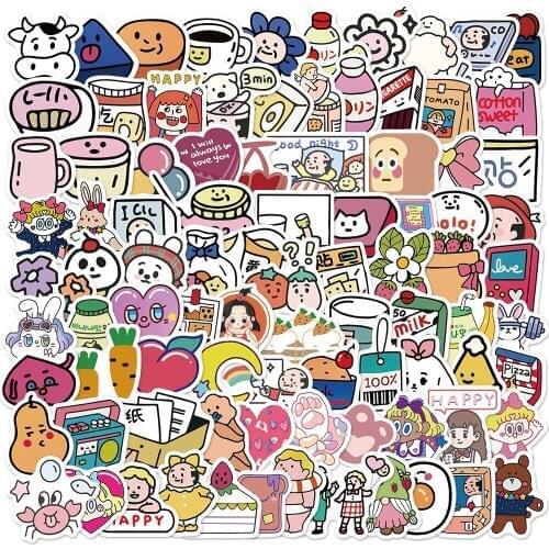 10/90PCS Korea Ins Cartoon Girl Stickers for Laptop Moto Skateboard Luggage Refrigerator Notebook Laptop Kids Toy Sticker