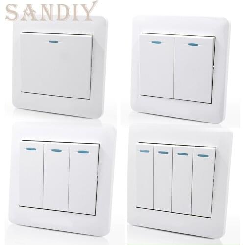 1/2/3/4 Gang 1/2 Way Wall Switch White Push Button On/Off Light Switch EU US Russia Standard Power Switch