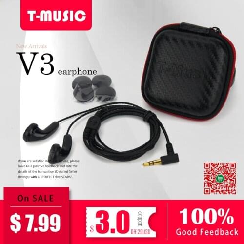 2018 New Version3 V3 / Hifi T-Music Earphones / 3.5mm 44ohm In-Ear Headset / Tri-band balanced Sound Headset