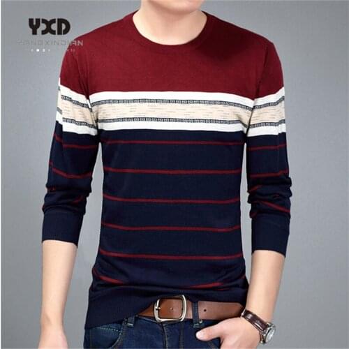 2020 New men clothes fashion casual wear social fitness bodybuilding striped T-shirt mens T-shirt sweater men pullover camisa