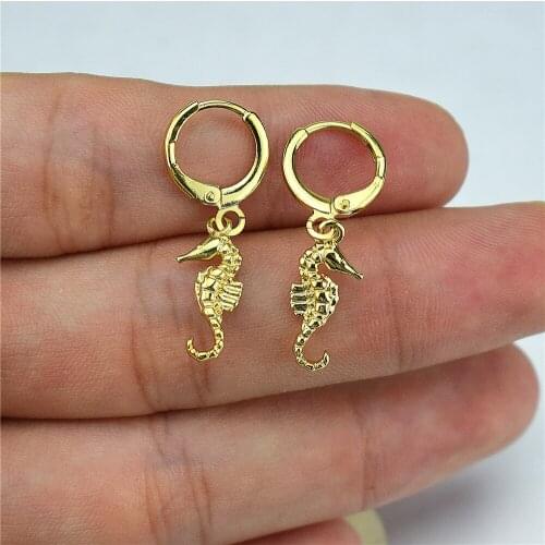 2021 new electroplating AAA micro cubic zirconia inlaid seahorse palm Earrings Jewelry for women and men