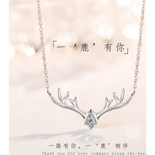 925 has your deer necklace all the way, female summer sterling silver, 2022 new design sense, light luxury, niche birthday gift