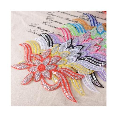 24cm x 11cm Large transfer heat transfer decals ironing clothes stickers affixed cloth embroidered sequin flower patch stickers
