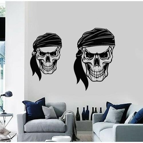 Pirate Vinyl Wall Decal Skull Bones Pirate Skeleton Sea Style Window Sticker Home Bedroom Wall art Mural Wallpaper M262