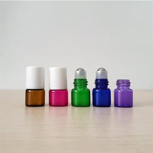 1ml Portable Amber Glass Roller Rollerball Essential Oil Bottles Mist Container Travel Refillable Bottle Transparent Brown