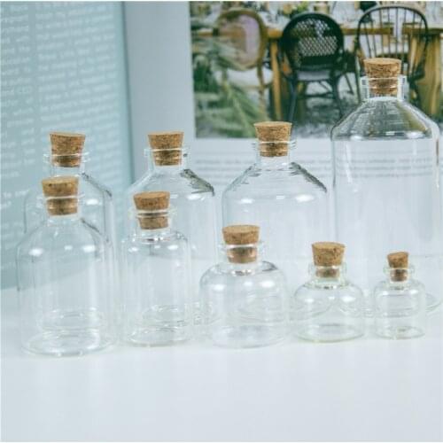 Transparent Glass Cork Pot Empty Storage Wishing Bottles Decorative DIY Vitreous Jewelry Jars 12pcs Reusable Packaging Vials