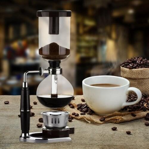 HGHO Siphon Coffee Maker Tea Siphon Pot Vacuum Coffeemaker Glass Type Coffee Machine Filter Kahve Makinas Coffee Pot