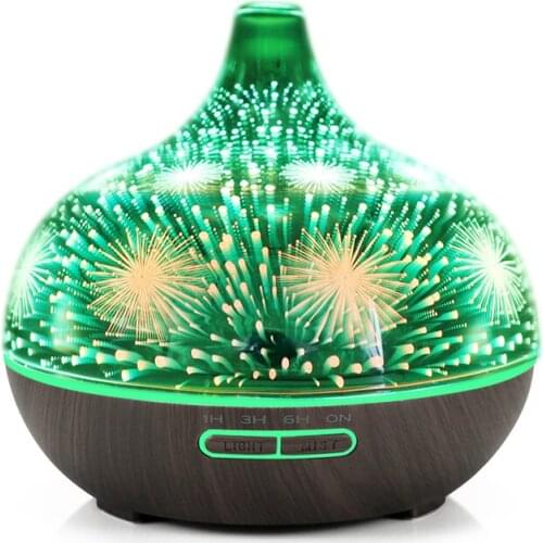 400ml 3D Firework Glass Humidificador 7 Color Led Night Light Aroma Essential Oil Diffuser Mist Maker Ultrasonic Humidifier