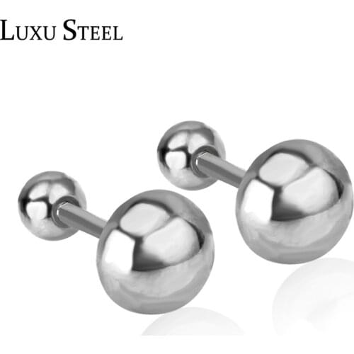 LUXUSTEEL Simple Style 4/6/8mm Stainless Steel Semicircle Silver Color Stud Earrings Women/Girl Fashion Jewelry Brincos 2017