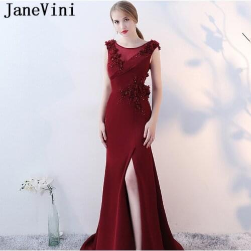 JaneVini Vestidos Mermaid Satin Mother of The Bride Dress Zipper Back Hand Made Flowers Beaded Formal Evening Gowns Abendkleider