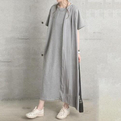 2021 Summer New Arrivals Japanese Simple Pure Color Literary Temperament Loose Thin Women Big Swing Long Dress Free Shipping