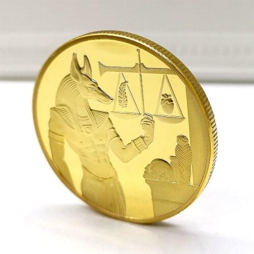 Gold Plated Egypt Death Protector Anubis Coin Copy Coins Egyptian God Of Death Commemorative Coins Collection Gift