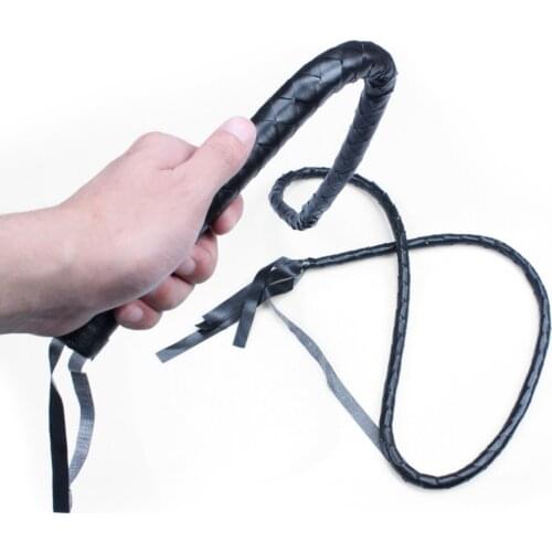 1 X Bull Whip Black Leather Rodeo Cowboy Fancy Dress Halloween Costume Accessory