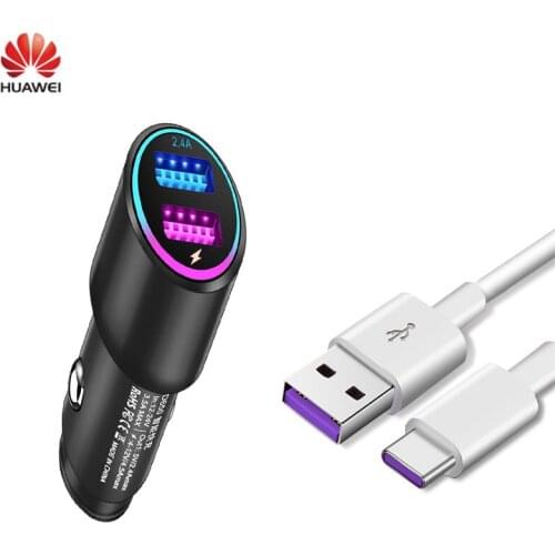 100% Original New HUAWEI SuperCharge Car Charger 2 Super Charge Quick Adapter 5A Type-c Cable Type C Huawei Mate 9 20 Pro Mate10