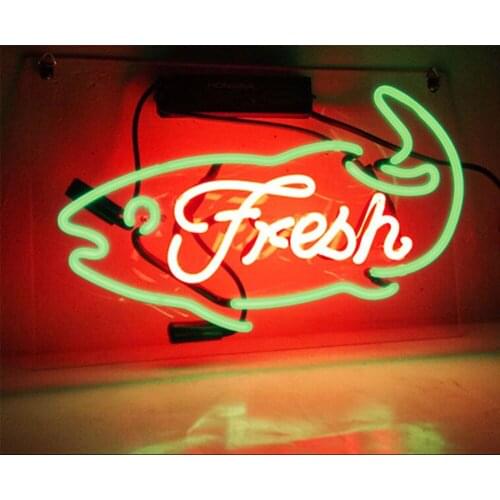 14“ Fresh Fish Acrylic Custom Neon Light Lamp Sign Beer Bar Handmade Real Glass Decorate Home Wall Room Windows Tube Artwork
